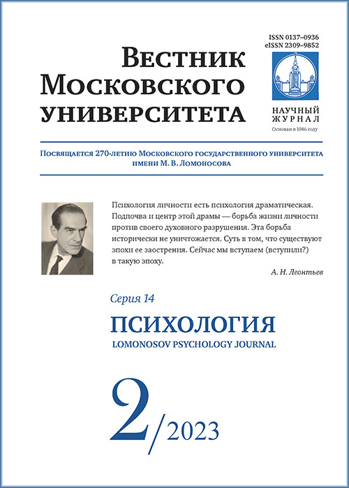 Тематический выпуск «Вестника Московского университета. Серия 14. Психология», к 120-летию со дня рождения А. Н. Леонтьева